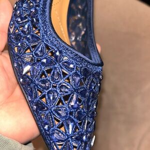 J. Crew Navy Woven Pointed Slingback Mules 9 1/2 M New